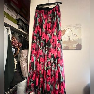 Satin floral maxi skirt